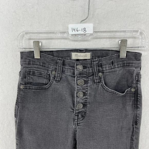Madewell Jeans Womens 26 Black Wash High Rise Slim Skinny Raw Hem Button Denim - Picture 11 of 11